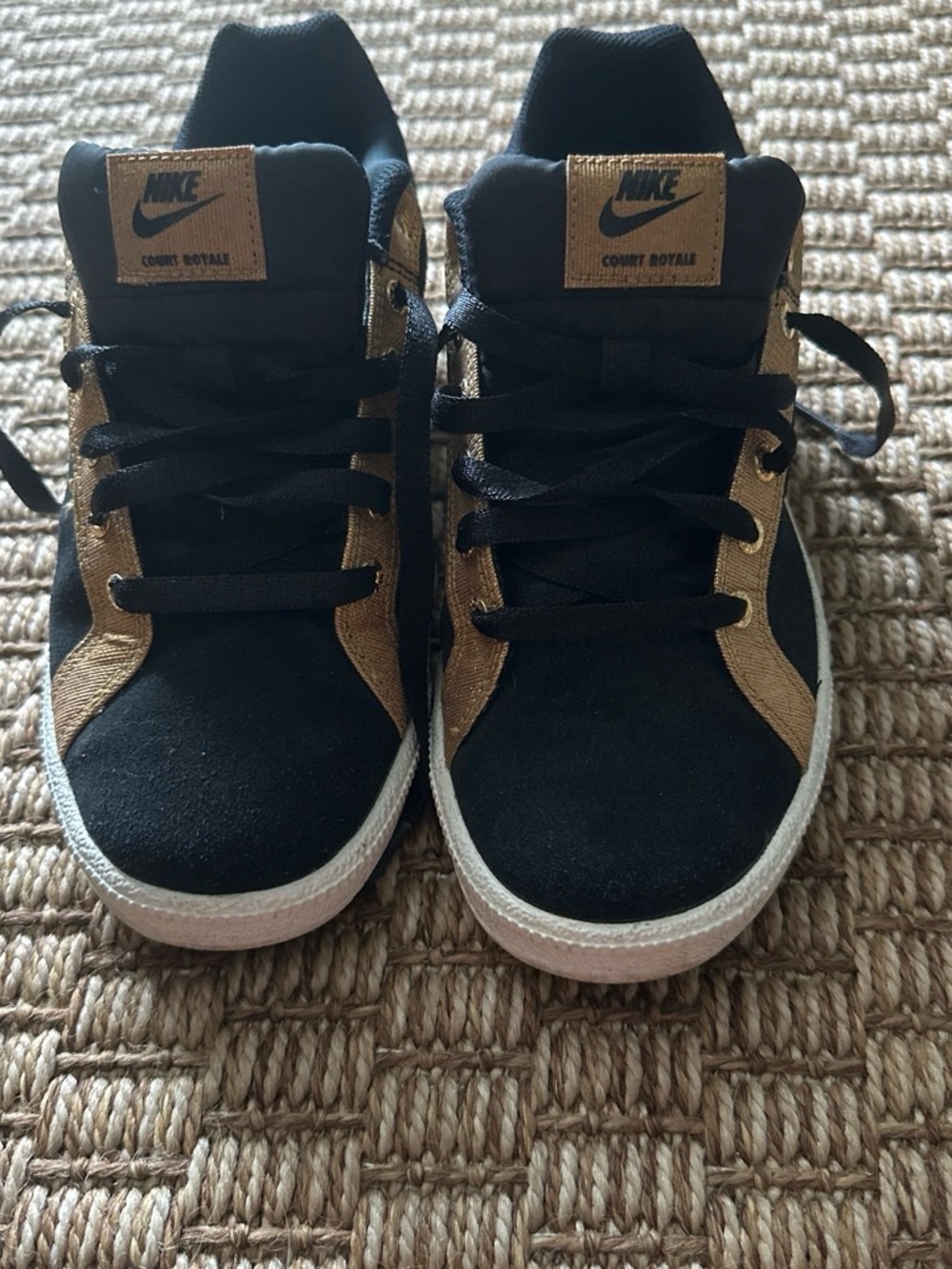 Nike Black and Gold Court Royale Women’s Sneakers